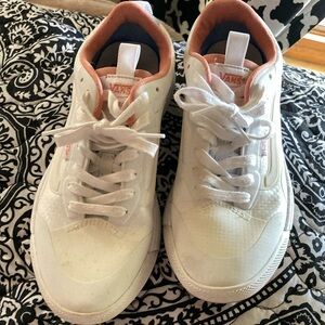Vans White Sneakers with Pink Highlights